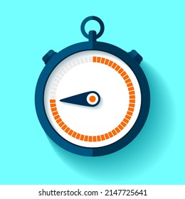 Icono de Stopwatch en estilo plano, temporizador redondeado en fondo de color. 45 segundos. Reloj deportivo. Elemento de diseño de vectores para su proyecto empresarial
