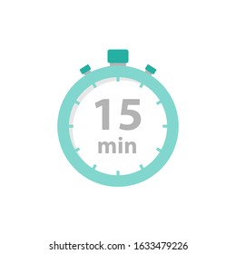 Stopwatch icon flat style symbol 15 min