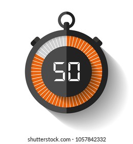 Stopwatch icon in flat style, timer on white background. Sport clock. Vector design element for you business project