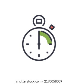 Stopwatch Icon With Green Time Lapse To Complete The Goal