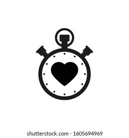 Stopwatch icon with heart icon - vector sign
