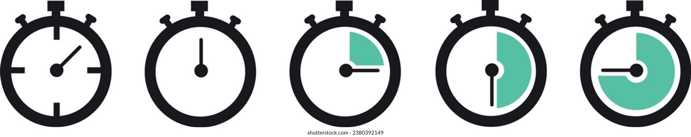 Stopwatch icon. Stopwatch icons set on white background