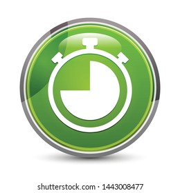 Stopwatch icon isolated on elegant green round button vector illustration