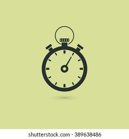 Stopwatch icon. Isolated on green background. Vector illustration, eps 10.
