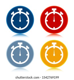Stopwatch icon isolated on trendy flat round buttons set reflected illustration design