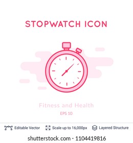 Stopwatch icon isolated on white. Sports equipment vector logo. Modern pictogram for web graphics