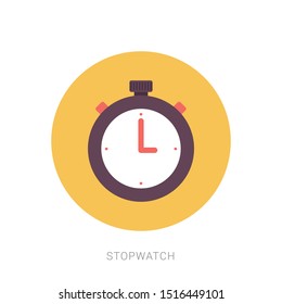 Stopwatch icon isolated on white background. Time timer sign. Yellow theme concept