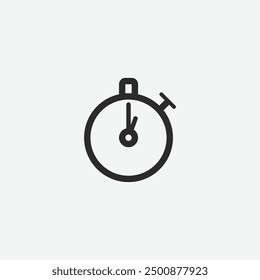 Icono de cronómetro. Cronómetro aislado sobre fondo blanco. Ilustración vectorial de cronómetro. Firma. Símbolo Botón. Elemento. Silueta. Logotipo, Web. Pegatina