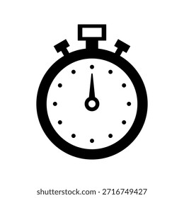 Icono de cronómetro aislado sobre fondo blanco, símbolo de temporización plano y simple para cuenta regresiva, seguimiento de tiempo, rendimiento deportivo, productividad, fecha límite y conceptos de medición de velocidad.