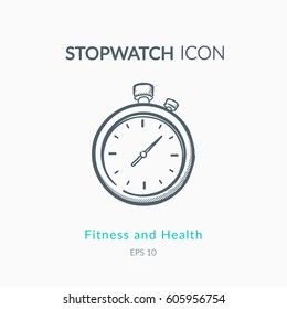 Stopwatch icon isolated on white. Sports equipment vector logo. Modern vector pictogram for web graphics