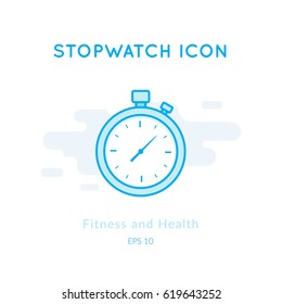 Stopwatch icon isolated on white. Sports equipment vector logo. Modern pictogram for web graphics