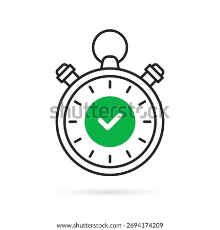 stopwatch icon like ready and right now. simple outline style trend modern time record logotype graphic design element isolated on white. concept of easy business task complete or quizz game timing