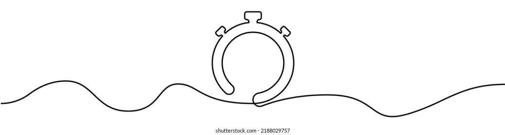 Stopwatch icon line continuous drawing vector. One line stopwatch icon vector background. Stopwatch icon. Continuous outline of a stopwatch icon.