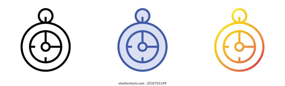 stopwatch icon. Linear, Blue Fill and Gradient Style Design Isolated On White Background