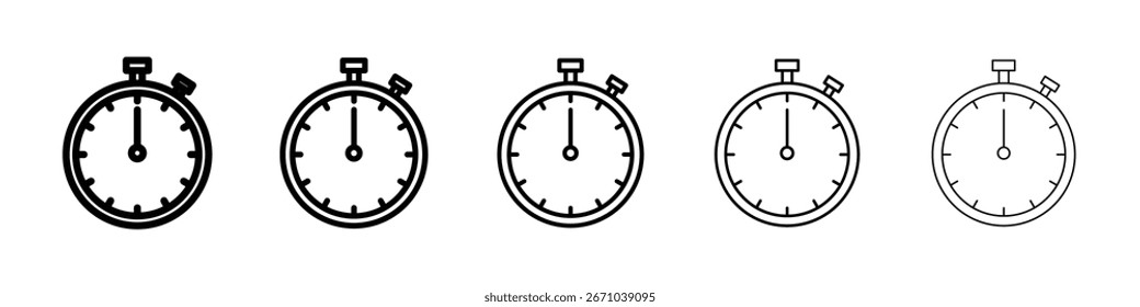 Stopwatch icon logo in stroke lines collection