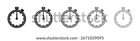 Stopwatch icon logo in stroke lines collection