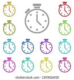 The stopwatch icon in multi color. Simple glyph, flat vector of gym, sport icons for UI and UX, website or mobile application