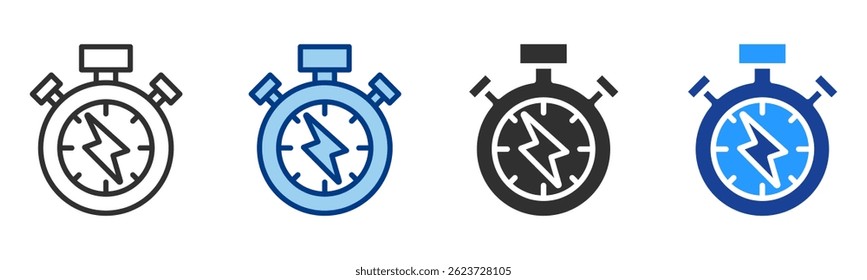 Stopwatch Icon Multiple Style Vector Collection
