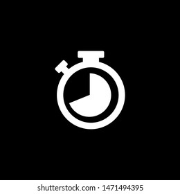 Stopwatch Icon On Black Background. Black Flat Style Vector Illustration