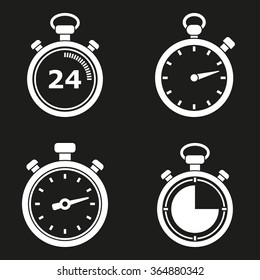 Stopwatch  icon  on black background. Vector illustration.