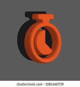 Stopwatch icon on a gray background in 3d format. vector illustration