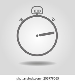 Stopwatch icon on a gray background, with shadow.