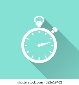 Stopwatch  icon on green background. Vector illustration.
