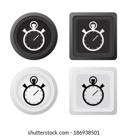 Stopwatch icon on the grey buttons - vector set
