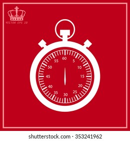  Stopwatch icon  on a red background