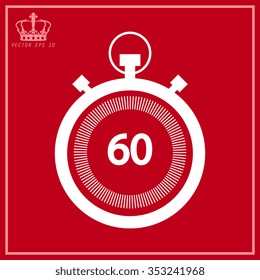  Stopwatch icon  on a red background