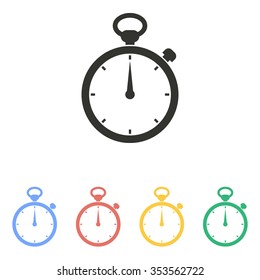 Stopwatch  icon  on white background. Vector illustration. 
