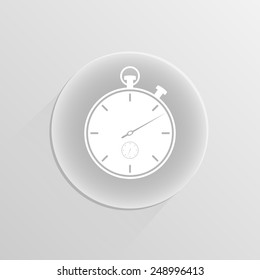 stopwatch icon on a white button with shadow 