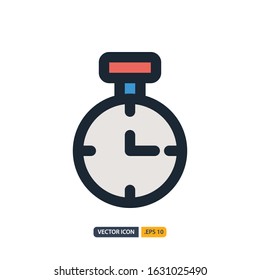 stopwatch icon in Outline Color style isolated on white background. for your web site design, logo, app, UI. Vector graphics illustration and editable stroke. EPS 10.