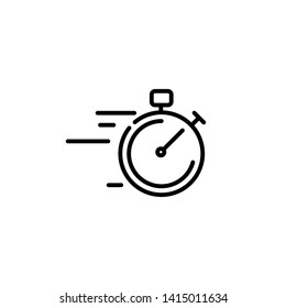 Stopwatch icon, outline editable stroke. For laundry, dry cleaning, housekeeping services. Flat vector design. Modern graphic design. Home appliance. House laundry.