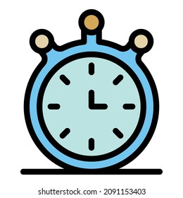 Stopwatch icon. Outline stopwatch vector icon color flat isolated