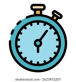 Stopwatch icon. Outline stopwatch vector icon color flat isolated