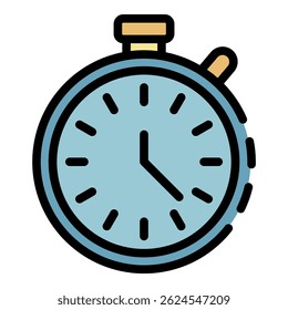 Stopwatch icon. Outline stopwatch vector icon color flat isolated