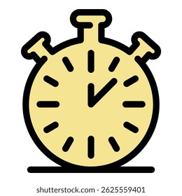 Stopwatch icon. Outline stopwatch vector icon color flat isolated