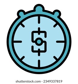 Stopwatch icon outline vector. Fund grow. Financial money color flat