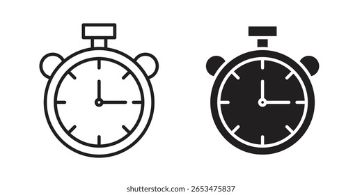 Icono de cronómetro, signo de Vector de contorno, pictograma de estilo lineal y sólido aislado en blanco.