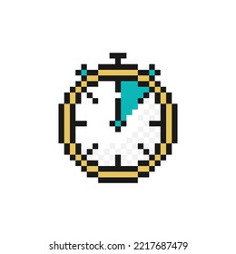 Icono de Stopwatch en el diseño de imágenes en píxeles. Símbolo de temporizador aislado en fondo blanco.