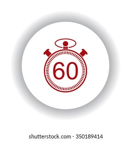 stopwatch icon, red isolated white background