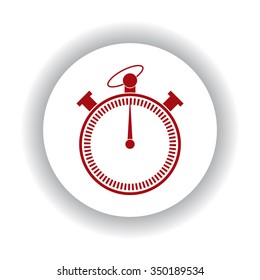 stopwatch  icon, red isolated white background
