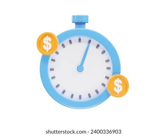 Stopwatch icon rendering 3d illustration element