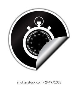 Stopwatch icon with round sticker