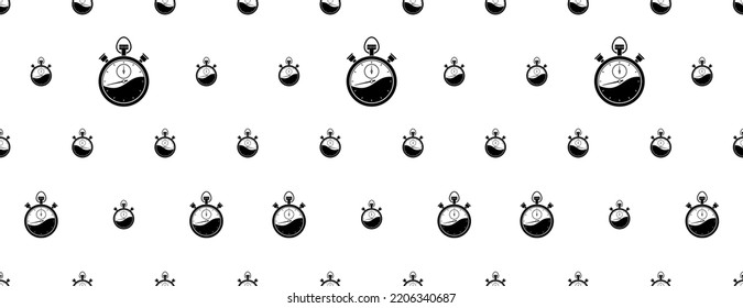Stopwatch Icon Seamless Pattern, Timer, Handheld Timepiece Manual Timer Clock Vector Art Illustration