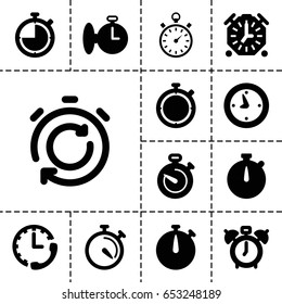 Stopwatch icon. set of 13 filled stopwatchicons such as stopwatch, clock
