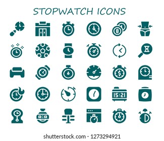  stopwatch icon set. 30 filled stopwatch icons. Simple modern icons about  - Clocks, Gym, Stopwatch, Clock, Billiards, Fitness, Time, Soccer, Wristwatch, Sandclock, Watch, Timer