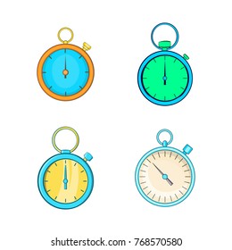 Stopwatch icon set. Cartoon set of stopwatch vector icons for your web design isolated on white background