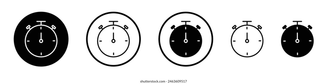 Stopwatch icon set. Chronometer symbols for quick starts, countdowns, and express deliveries.